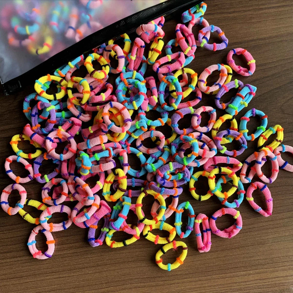 50/100Pcs Hair Bands for Children Colorful Nylon Scrunchie Hair Ties Rubber Band Kids Elastic Hair Leagues Girl Accessories