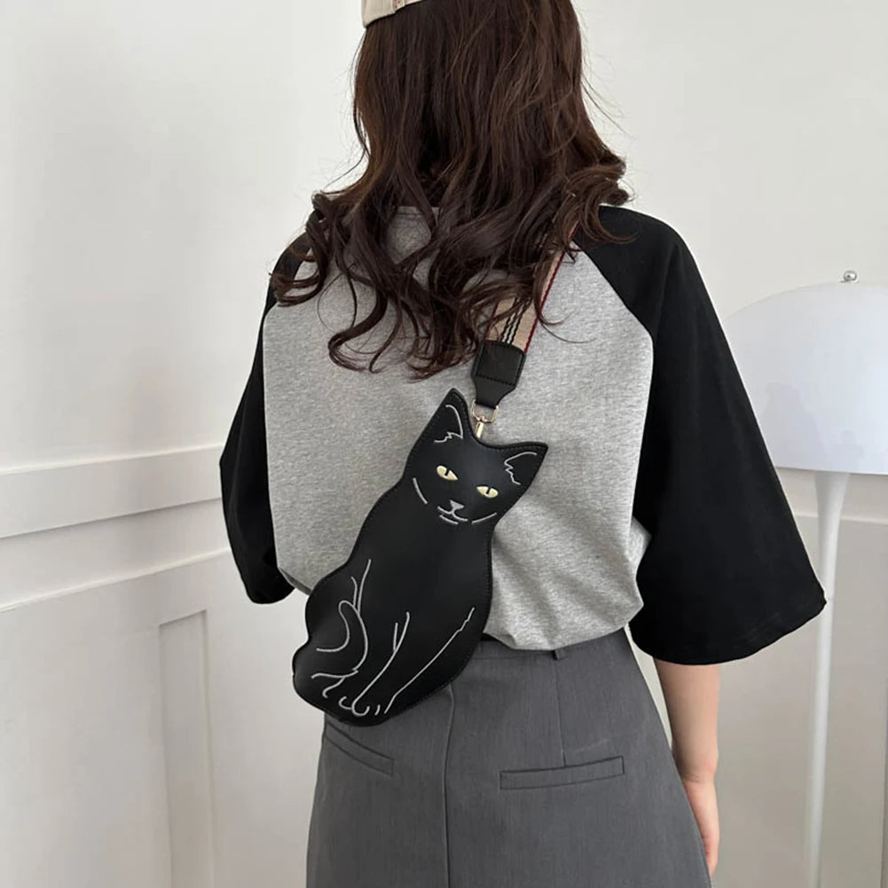 Cat Shape PU Women Handbags Cute Crossbody Female Bag Fashion Zipper Simple Adjustable Shoulder Strap Waterproof Shopping Travel