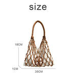 Load image into Gallery viewer, Hollow Out Slim Beach Bags For Women Luxury Designer Handbags Purses 2024 New In Nylon Rope Braided Canvas Inner Pocket Shoulder
