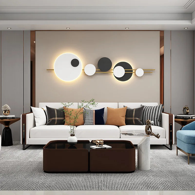 Modern White Black Metal LED Wall Lamp For Foyer Hall Office Shop Dining Room 3 Changeable Dimming 120cm Atmosphere Lighting