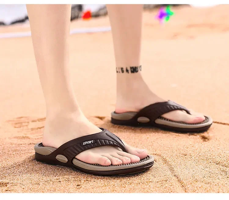 Summer Men's Flip-flops Massage Granule Men Slippers Comfortable Beach Sandals Men Casual Shoes House Flip Flops Bathroom Shoes