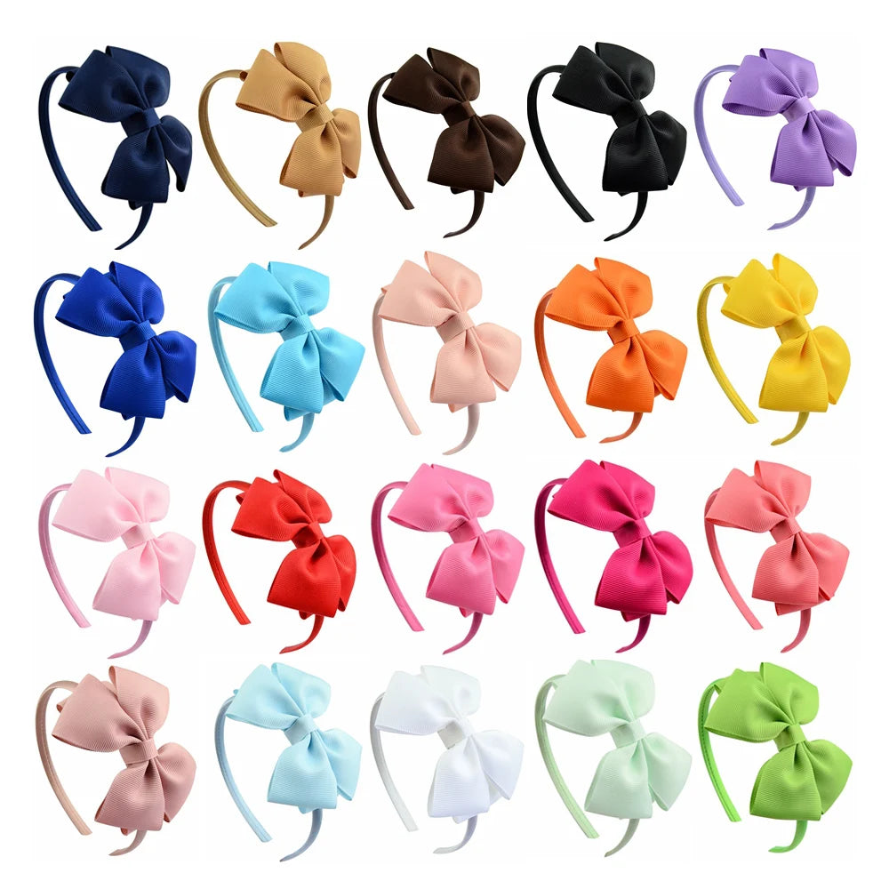 1 Piece Ribbon Handmade Hair Bows Hairbands for Baby Girls 20 Colors Cute Bowknot Solid Headband Headwear Baby Hair Accessories