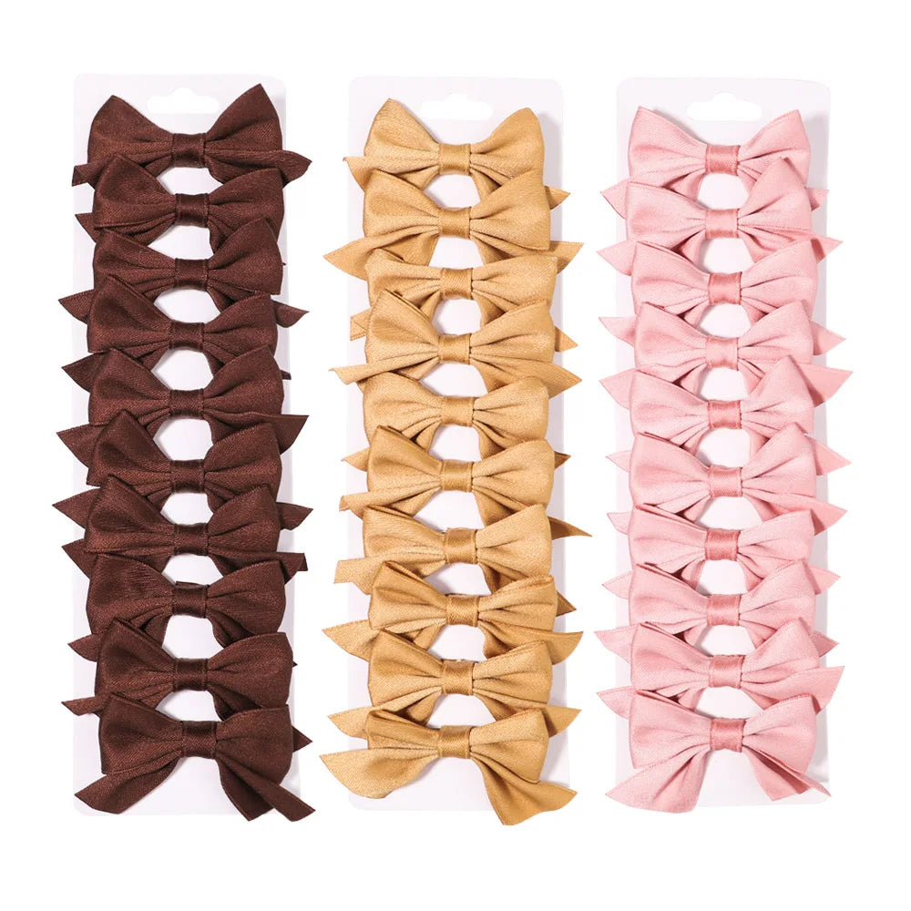 10Pcs/Set Girls Solid Bowknot Hair Clips for Baby Bows Hairpin Handmade Ribbon Barrettes Headwear Kid Hair Accessories Wholesale