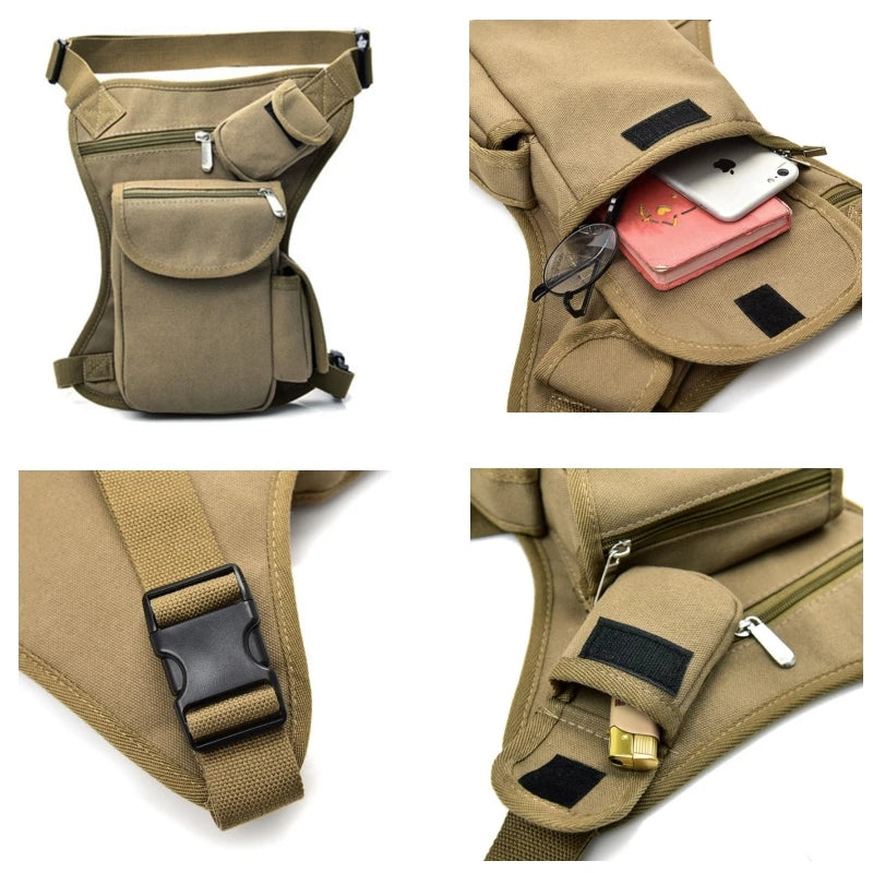 Men Canvas Drop Waist Bags Leg Pack Bag Men Belt Bicycle And Motorcycle Money Belt Fanny Pack For Work High Quality