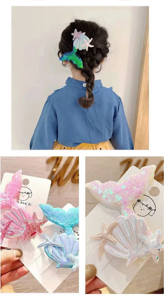 Baby Girls Sequins Headwear Mermaid Tail Hairbands Princess Hair Clips Kid Headdress Children Party Decorate Hairpin Accessories