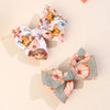 1/2PCS Thanksgiving Hair Bow Clips For Girls Ribbon Maple leaf Pumpkin Printing Hairpins Headwear Kids Hair Accessories