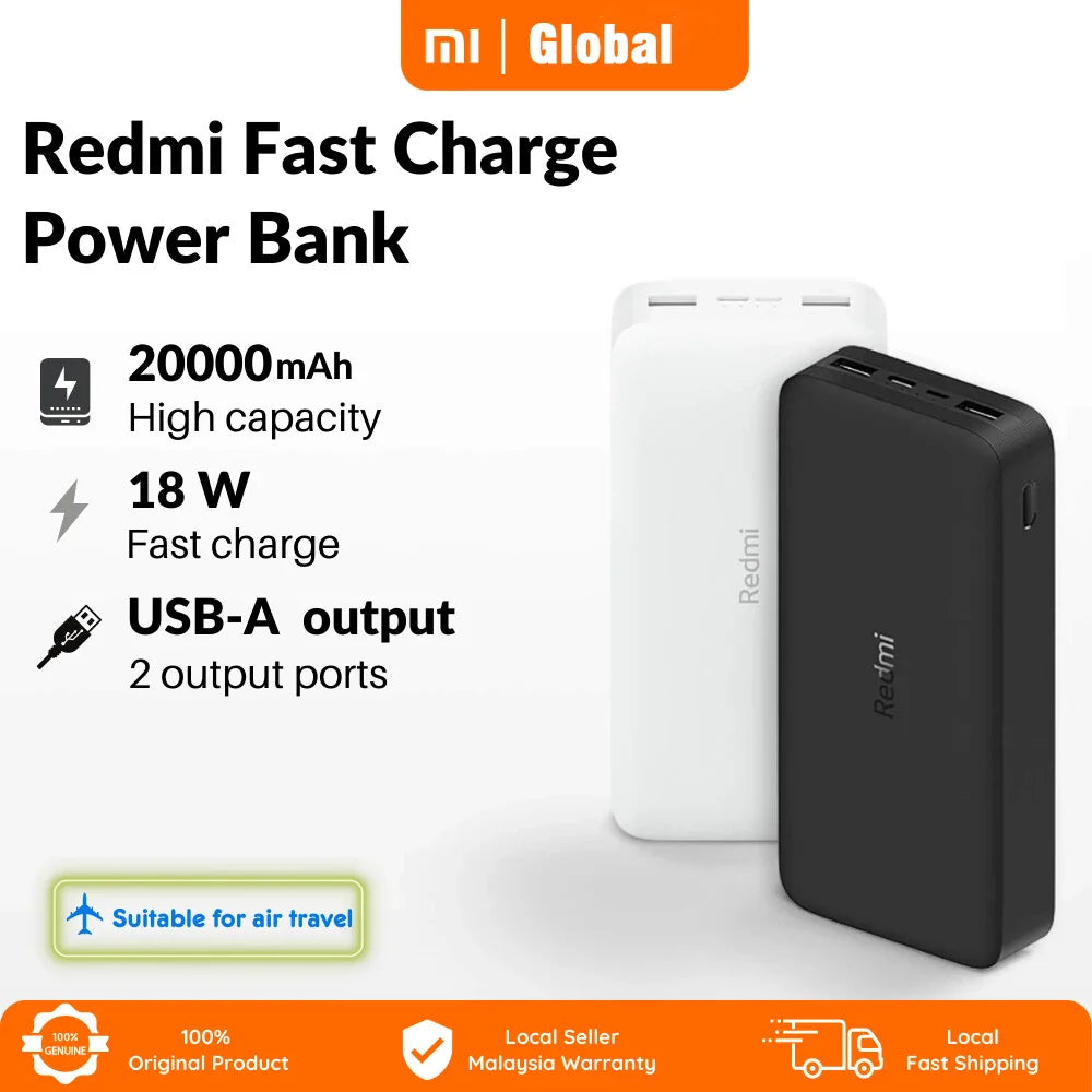 Original Xiaomi Redmi Power Bank 10000mAh Spare Powerbank Fast Charging 10000 External Battery Portable Charger For Phones 14