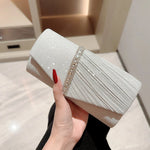 Load image into Gallery viewer, Ladies Glitter Silver Clutch Bag Envelope Evening Bag Fashion Elegant Long Purse Women Chain Shoulder Bags Wedding Party Handbag
