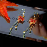 Load image into Gallery viewer, Exquisite Red Rhinestone Zircon Maple Leaf Stud Earrings For Women Vintage Personality Crystal Earring Fall Winter Charm Jewelry
