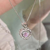 1PC Pink Heart Pendant Necklace for Women Lovers Rhinestione Clavicle Chain Chocker Female Cute Crystal Moonstone Jewlery Gifts