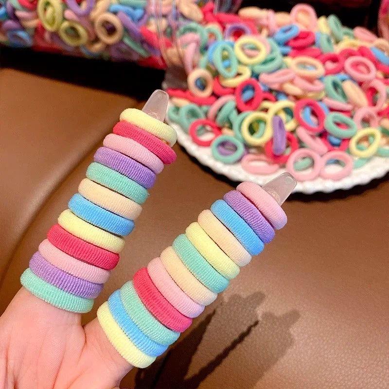 100/500pcs Small Colorful Rubber Hairbands Girls Kid Basic Nylon Ponytail Holder Scrunchie Ealstic Headwear Ties Accessories