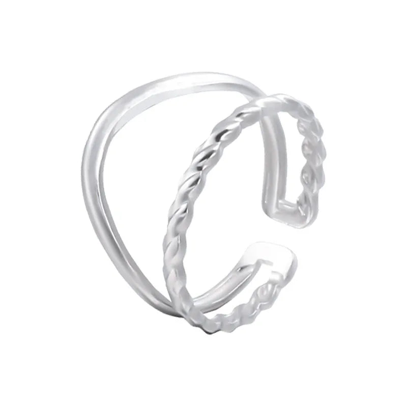 Stainless Steel Double Layers Geometric Rings for Women Girls Gold Color Fashion Open Rings Wedding Party Jewelry Gifts 2023 New