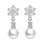 Load image into Gallery viewer, Moonso Luxury Snowflakes Simulated Pearl  Earrings for Women Anniversary Gift Jewelry Wholesale E6636
