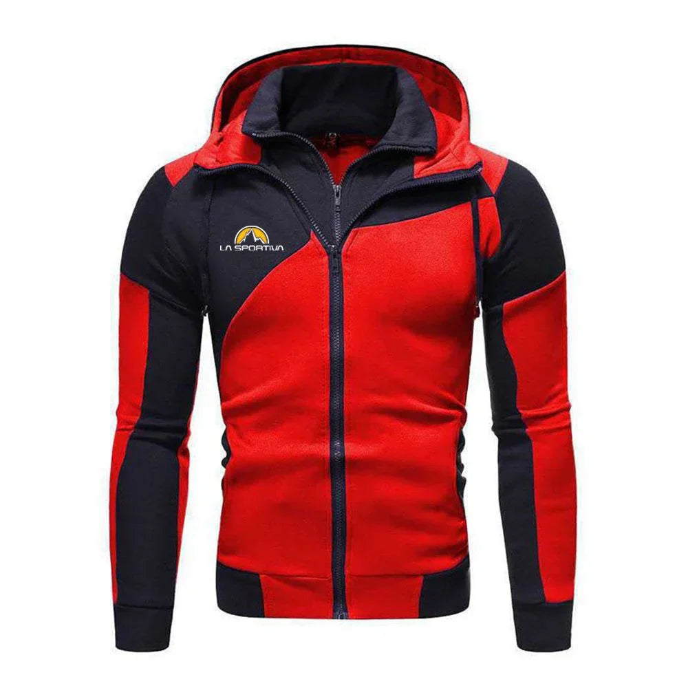 2024 Spring Autumn Men's La Sportiva Logo Print Solid Color Splicing Hooded Sweatshirt Popular Zipper Hoodies Comfortable Jacket