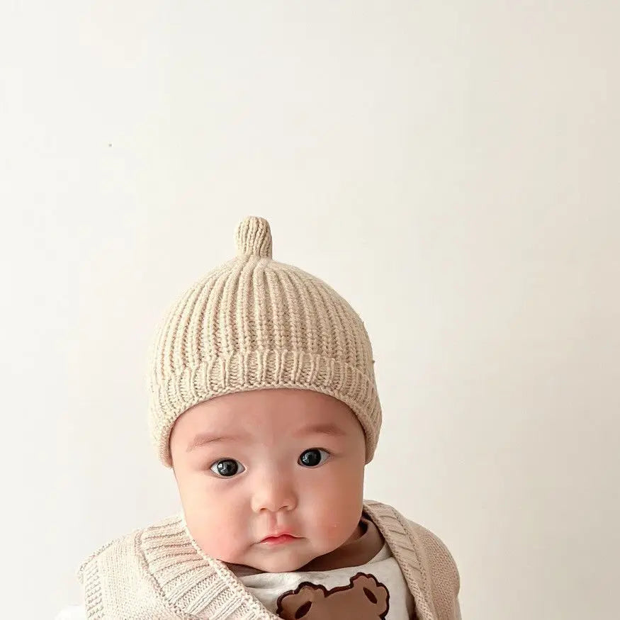 2024 Korea Baby Knit Hat Infant Beanie For Girls Boys Cute Infant Baby Bonnet Caps Elastic Kids Hats Newborn Baby Accessories