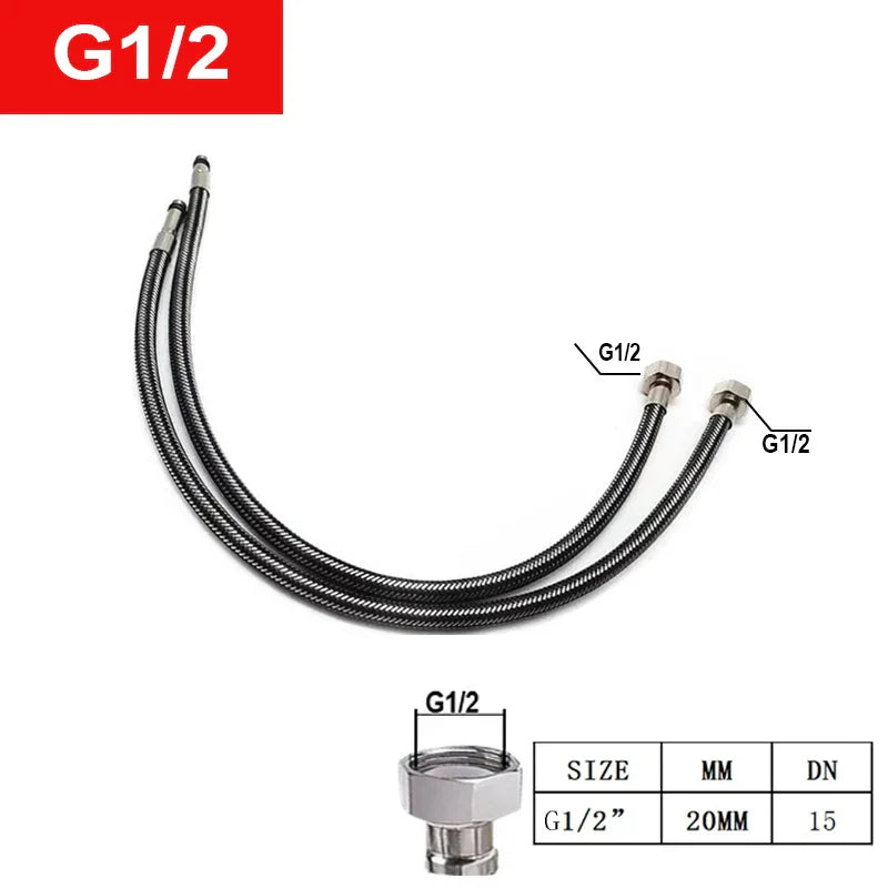 Faucet accessories 2PCS 60cm stainless steel nylon braided hose bathroom heat-resistant faucet basin sink kitchen hose G1/2 G3/8