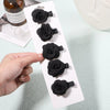 5Pcs/Set Solid Color Sweet Camellia Hair Clips For Kids Girls Flower Hairpins Covered Safety Clips Headwear Hair Accessories