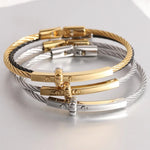 Load image into Gallery viewer, Stainless steel round cable bracelet high quality steel wire Bolt buckle women's bracelet jewelry
