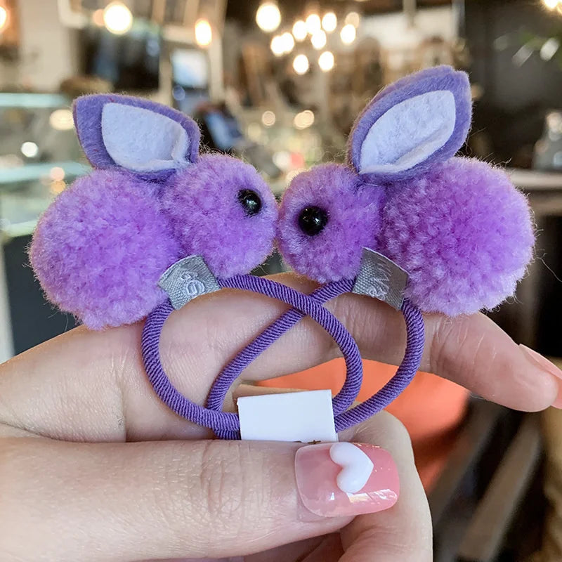 2PCS New Plush Rabbit Cute Princess Headwear Kids Elastic Hair Bands Children Ropes Girls Accessories Baby Headdress
