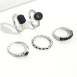 Load image into Gallery viewer, Retro Black Crystal Stone Ring Set For Women Vintage Geometric Knuckle Joint Ring Female Fashion Party Jewelry Accessories
