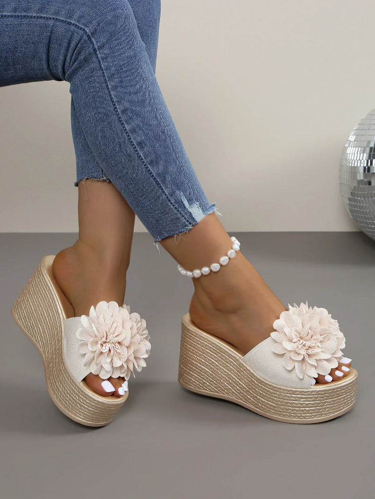 Wedges Sandals Women Slippers Summer Beach Platform Shoes Flower Slippers Women High Heel Slippers Women Fashion