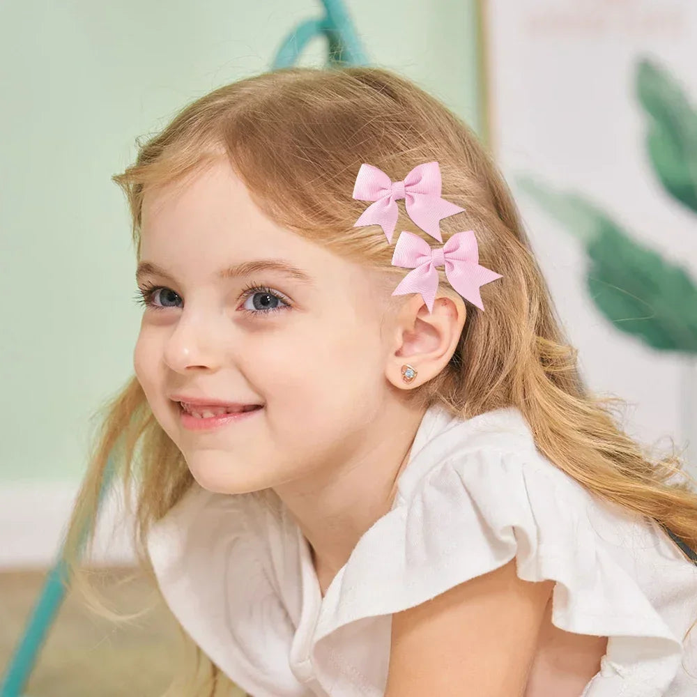 10Pcs/Set Cheer Bow Solid Ribbon Hair Clips Pin for Girl Handmade Bows Hairpin Barrettes Children Headwear Kids Hair Accessories