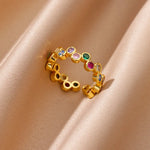 Load image into Gallery viewer, Colorful Tiny Round Rings For Women Stainless Steel Gold Color Adjustable Wedding Couple Ring Luxury Aesthetic Jewlery Gift 2024
