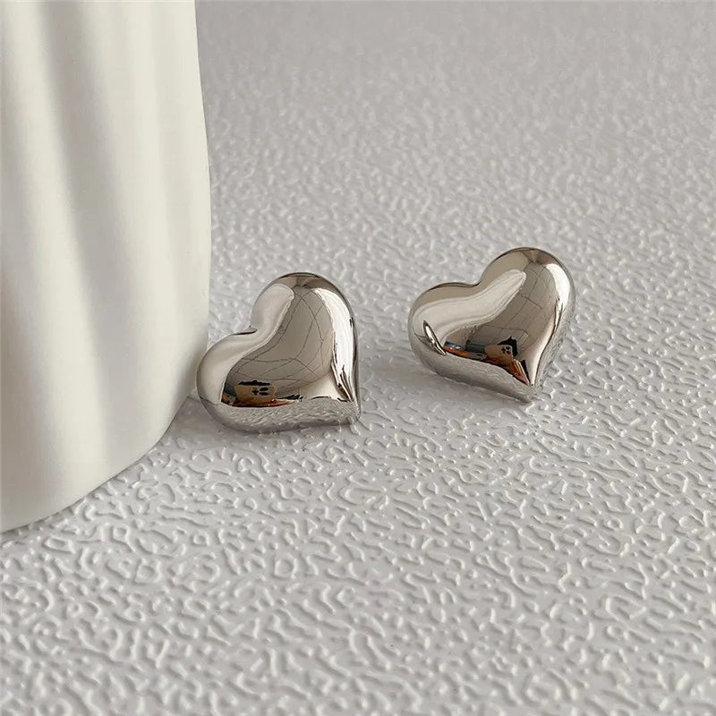 925 Silver Needle Korean Fashion Heart Earrings For Women Metal Earing Jewelry 2024 Trending New Sweet Peach Heart Earrings Gift