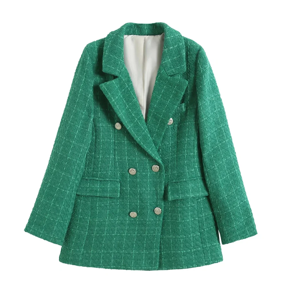 PB&ZA 2023 Autumn/Winter New Casual Fashion Versatile Texture Double Breasted Pockets Casual Blazer