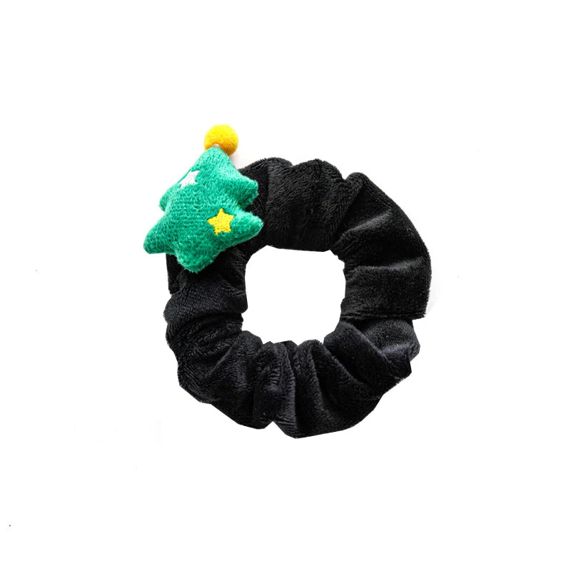 Girls Christmas Flannel Ponytail Holder Hair Ties Santa Claus Elk Velvet Hair Rope Creative Kids Scrunchies Hair Accessories