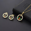 New Brand Round Stainless Steel Women Female Charm Crystal Jewelry Sets Wedding Party Necklace and Earrings Birthday Gift