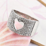 Load image into Gallery viewer, Luxury Crystal Rings for Women Hollow Love Heart Punk Design White Cubic Zircon Wide Finger Ring Silver Plated Jewelry Gift
