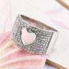 Luxury Crystal Rings for Women Hollow Love Heart Punk Design White Cubic Zircon Wide Finger Ring Silver Plated Jewelry Gift