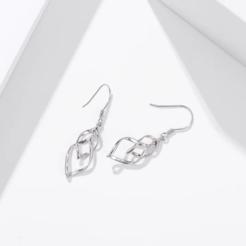 Fanqieliu 925 Silver Needle Fashion Jewelry Double Hollow Leaf Drop Earrings For Women New FQL23506