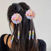 2Pcs Flower Hair Clips For Girls Sweet Bead Tassel Hairpins Boutique Hydrangea Hairgrips Headwear Kids Hair Accessories