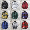 Men's Casual Plaid Shirt Polyester Long Sleeve Lapel Plaid Casual Loose Top Coat Street Retro Korean Fashion Shirt L-5XL