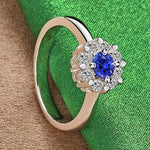 Load image into Gallery viewer, New 925 Sterling Silver Shiny Noble Round Blue Zircon Ring For Women Luxury Party Birthday Engagement Wedding Charm Jewelry Gift
