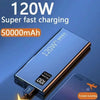 120W 50000 mAh Power Bank Super Fast Charging 100% Sufficient Capacity Portable Battery Charger for iPhone Xiaomi Huawei Samsung