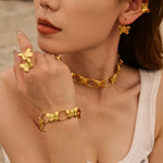 Load image into Gallery viewer, 2023 New Bracele Necklace Earrings for Women Stainless Steel Open-loop 18K Gold Plated Butterfly Series Jewelry Sets
