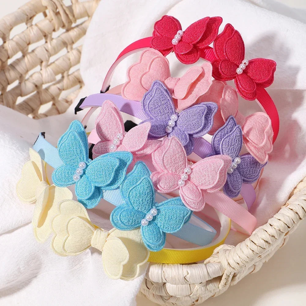 2Pcs/lot Butterfly Hair Bands Hair Hoop for Baby Girl Lovely Children's Headband Cute Bows Kids Headwear Hair Accessories Gift