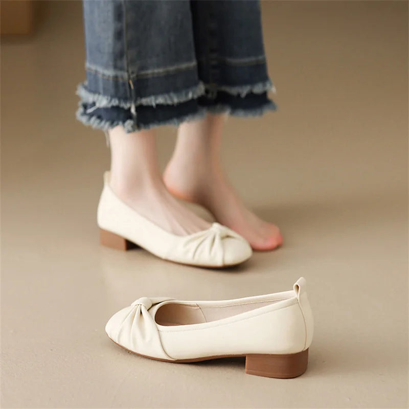 Moccasin Shoes Female Footwear Shallow Mouth Soft Moccasins Grandma New Dress Summer Mary Janes Shoes Woman Flats Soft Shallow M