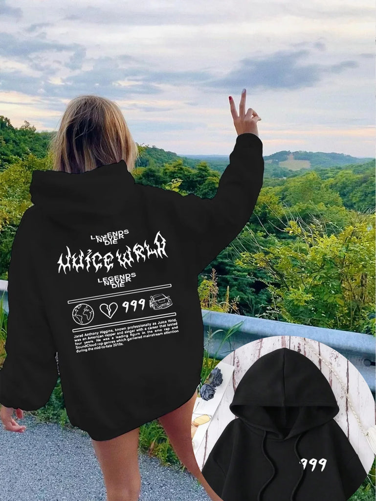 Rapper Juice Wrld 999 Letter Printed Hoodie Y2k Women's Casual Fashion Sportswear Autumn/Winter Hoodie Women's Clothing
