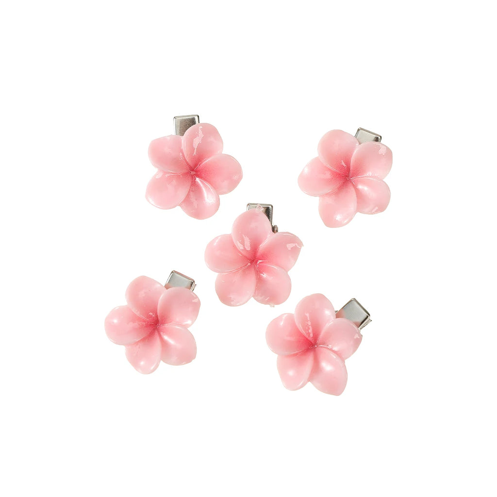 AWAYTR 5Pcs/Set Sweet Plumeria Hairpin Hair Clips For Kids Girls Flower Hairpins Mini Hair Clips Duckbill Clip Hair Accessories