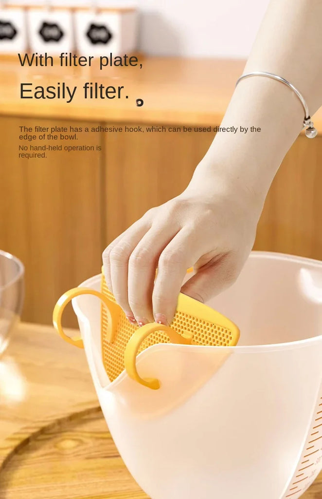 Filter measuring cup with graduated egg liquid filter screen, baking egg bowl, drain basket, rice bowl kitchen items