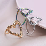 Load image into Gallery viewer, 1pcs Metal Heart-Shaped Ring Open Adjustable Sweet Romance Finger Jewelry Stainless Steel Rings For Women Men Accessories Anillo
