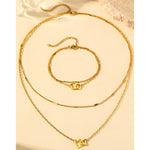 Load image into Gallery viewer, Stainless Steel Jewelry Set Classic Fashion Square Clasp Bracelet Necklace Double Chain Jewelry Set For Women Jewelry Noble Gift
