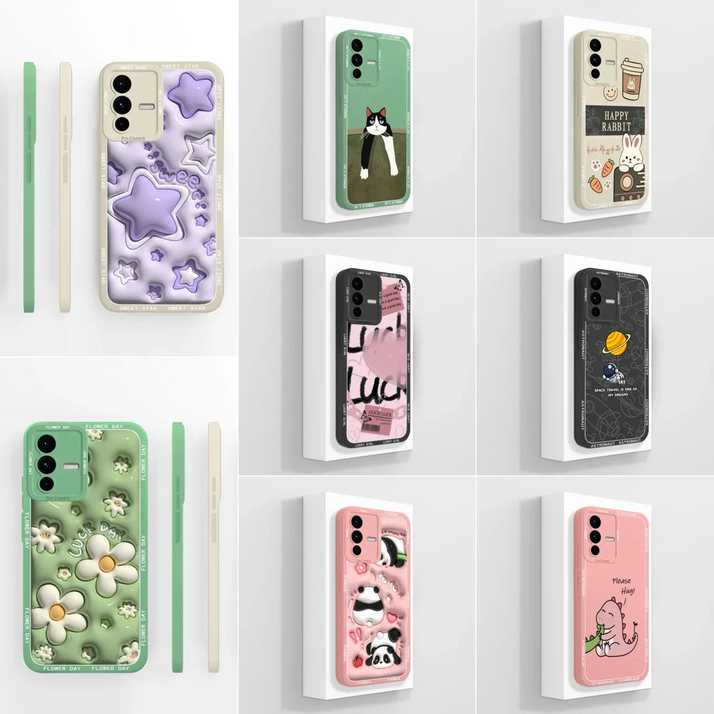 Exquisite Coque For VIVO S12 V23 5G Flowers Fundas Soft Silicone Liquid Cover Non Slip Case For VIVO V23 S12 6.44" Shell Housing