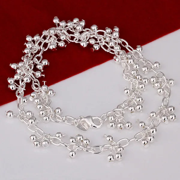 Korean trend 925 Sterling Silver charms beads bracelets neckalce for women fashion Party wedding accessories jewelry sets