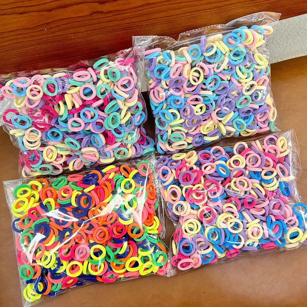 100/500pcs Small Colorful Rubber Hairbands Girls Kid Basic Nylon Ponytail Holder Scrunchie Ealstic Headwear Ties Accessories