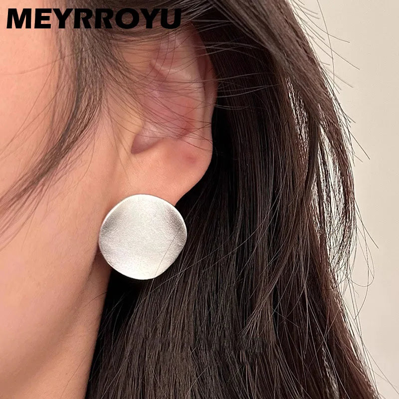 MEYRROYU Exaggerated Matte Frosted Stud Piercing Earrings For Women Girl Fashion New Jewelry Party Lady Gift pendientes mujer